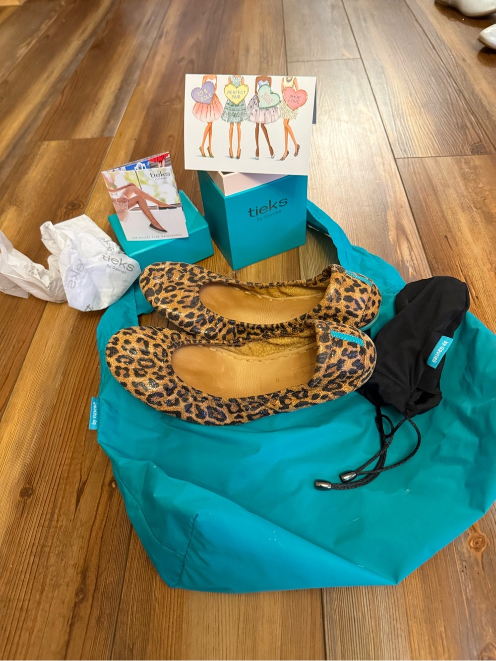 Tieks Leopard Print Ballet Flats - tan/black - Picture 2 of 10